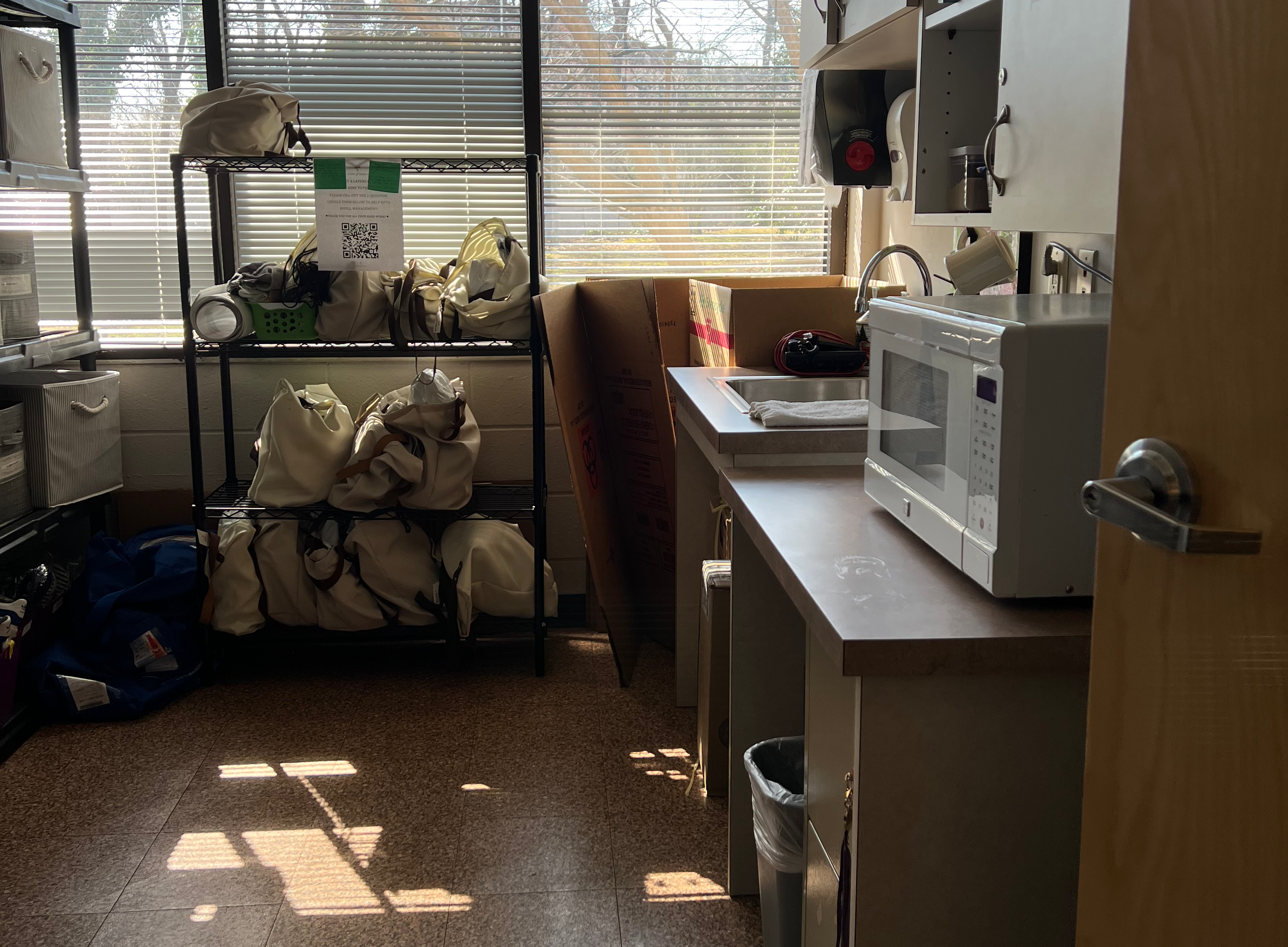 Solace Center support room. The Solace Center provides new clothing, snacks, drinks, and other comfort items to provide an environment that is less intimidating than a hospital room.